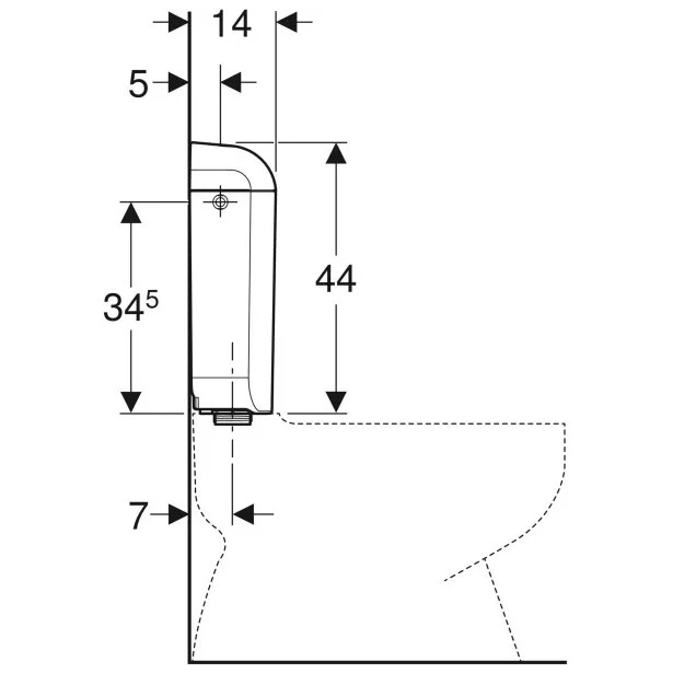 Geberit AP117 Rezervor WC, alimentare laterala sau centru-spate