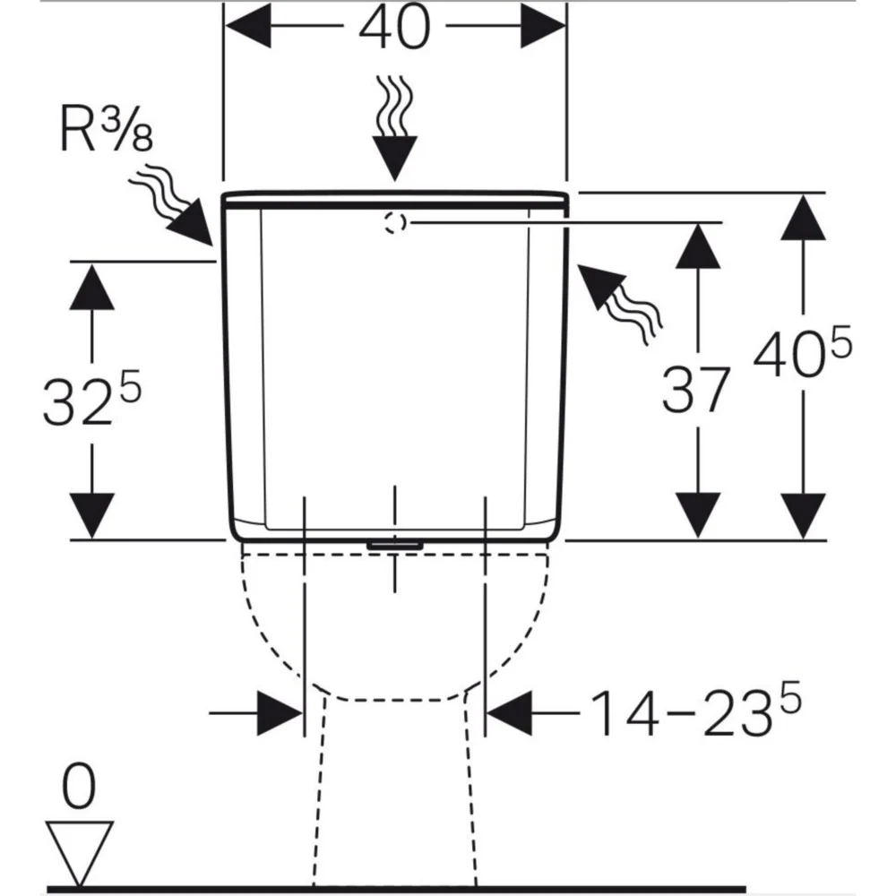 Geberit AP128 Rezervor WC, dubla actionare, alimentare laterala sau centru-spate