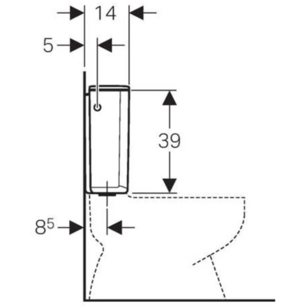 Geberit AP128 Rezervor WC, dubla actionare, alimentare laterala sau centru-spate