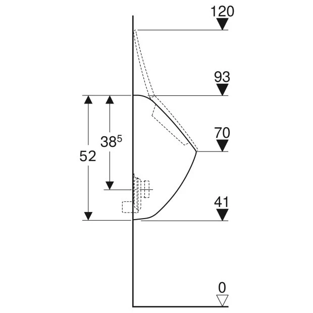 Geberit Pareo Pisoar cu evacuare prin spate 30x27xH52 cm