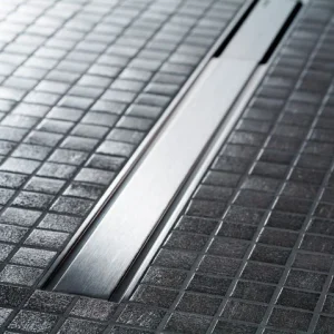 Grila ornament rigola dus Geberit CleanLine60 pentru pardoseli subtiri, 30-90 cm, inox mat/contur negru