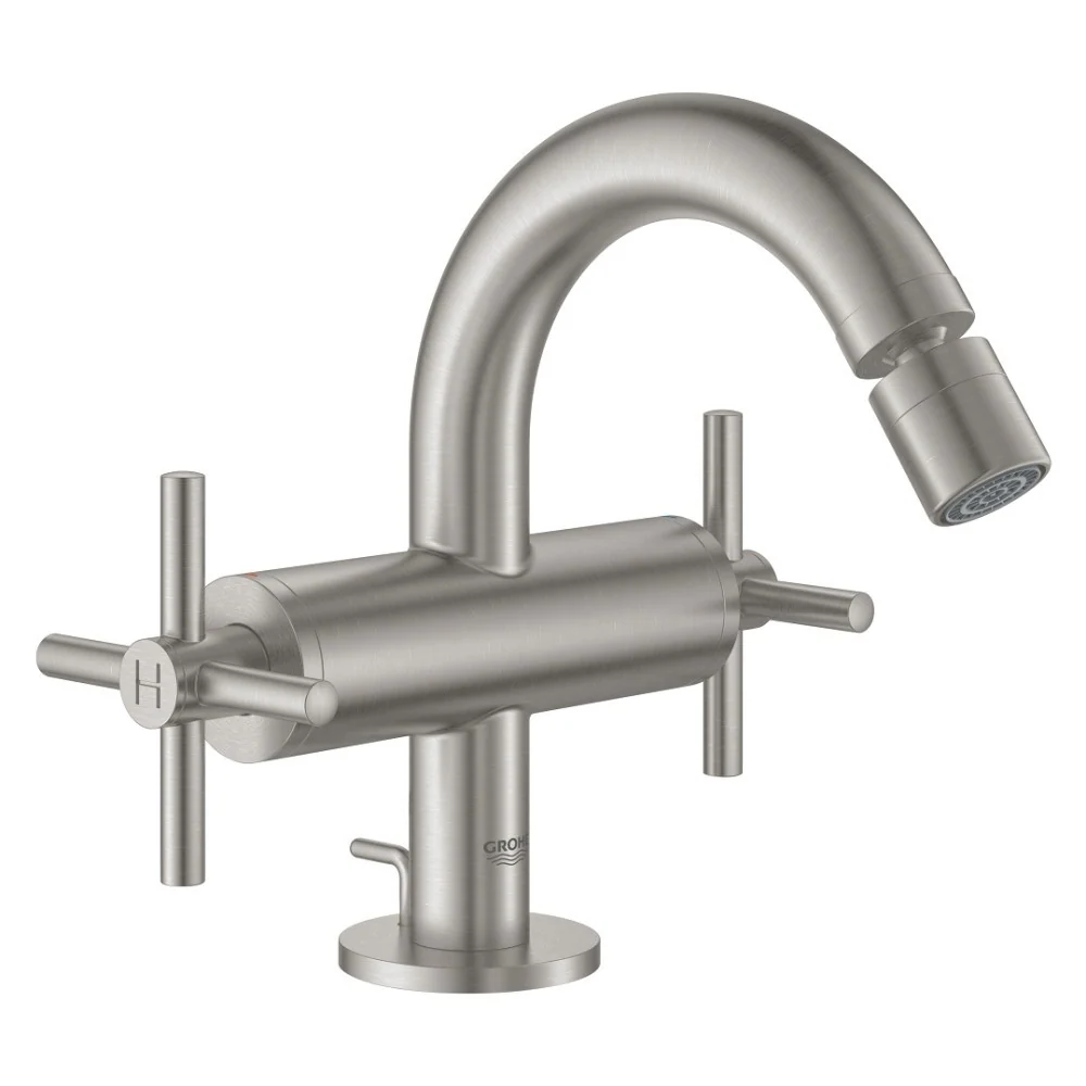 Grohe Atrio Baterie bideu dubla comanda cu ventil pop-up, aspect inox (supersteel)