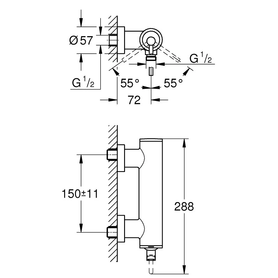 Grohe Atrio Baterie dus monocomanda, aspect inox (supersteel)