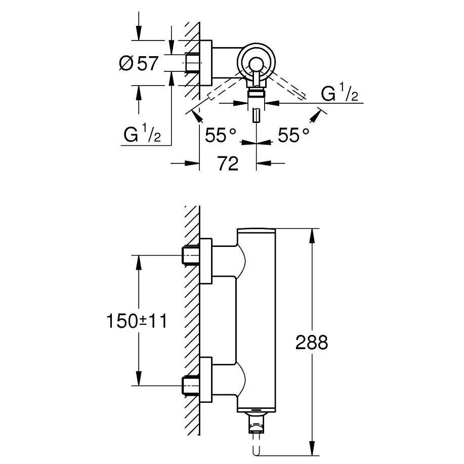 Grohe Atrio Baterie dus monocomanda, auriu (cool sunrise)