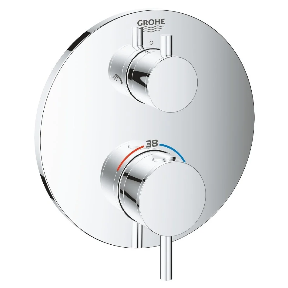Grohe Atrio Baterie dus cu termostat, 2 iesiri, crom