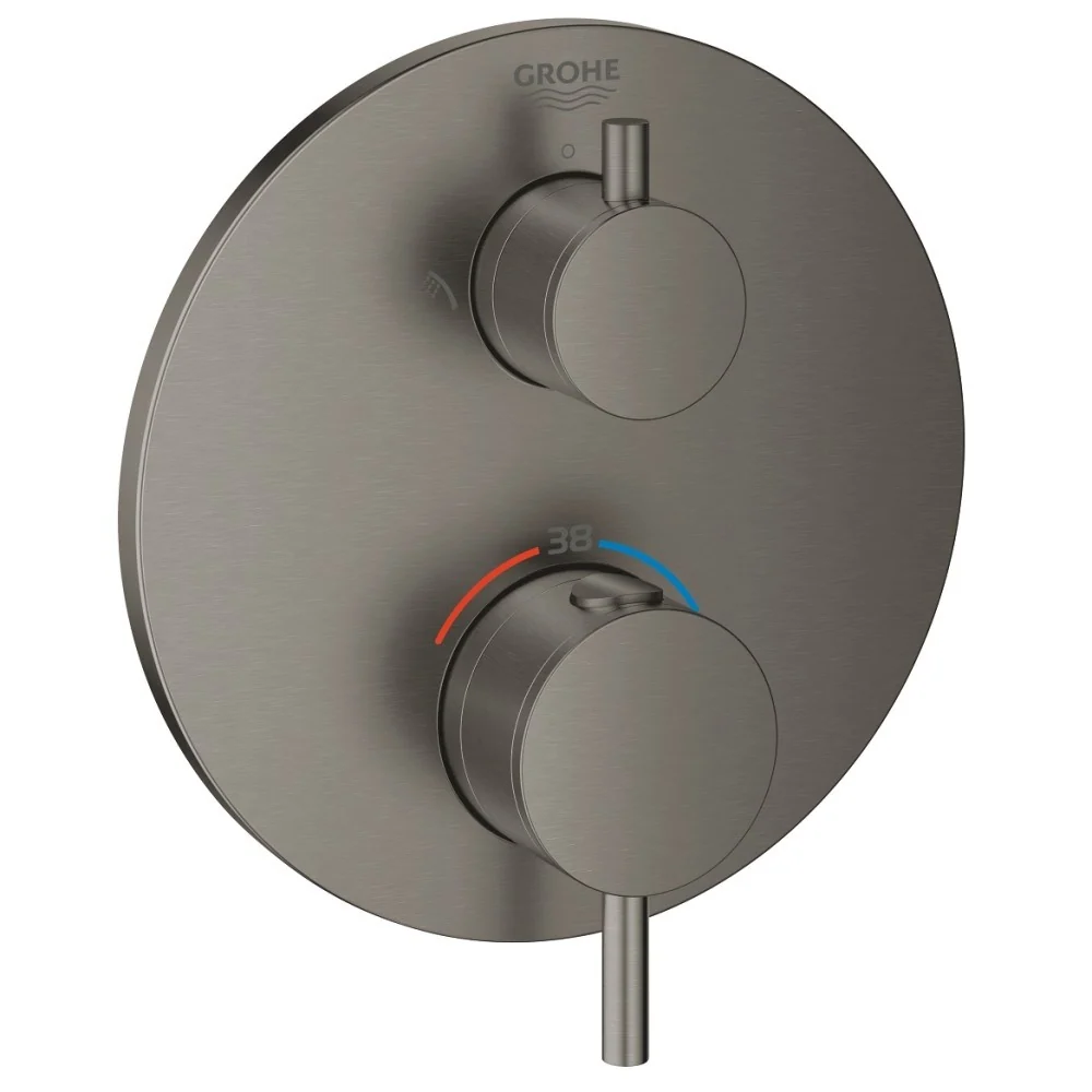 Grohe Atrio Baterie dus cu termostat, 2 iesiri, antracit mat (brushed hard graphite)