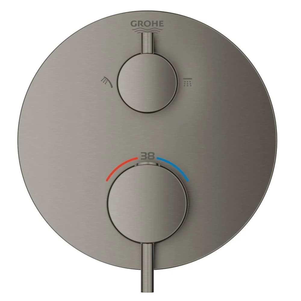 Grohe Atrio Baterie dus cu termostat, 2 iesiri, antracit mat (brushed hard graphite)