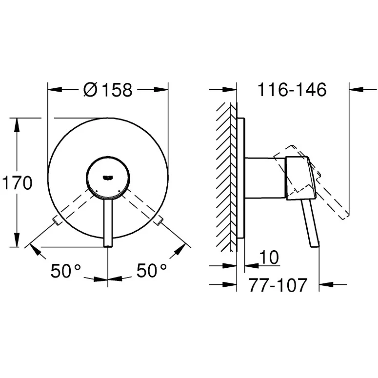 Grohe Concetto Baterie dus monocomanda incastrata, crom