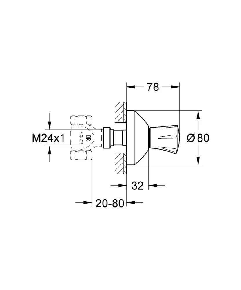 Grohe Costa L Ventil incastrat, parte aparenta pentru apa calda, 20-80 mm