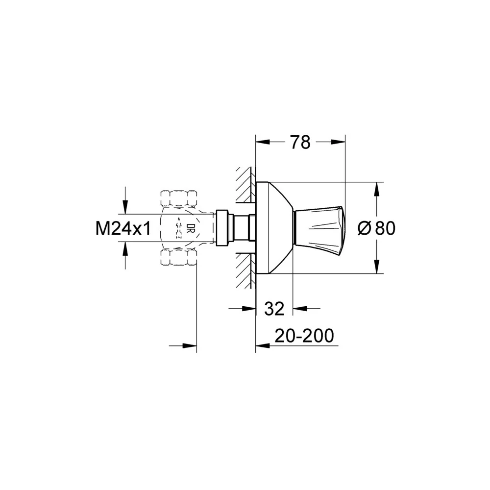 Grohe Costa L Ventil incastrat, parte aparenta pentru apa calda, 20-200 mm