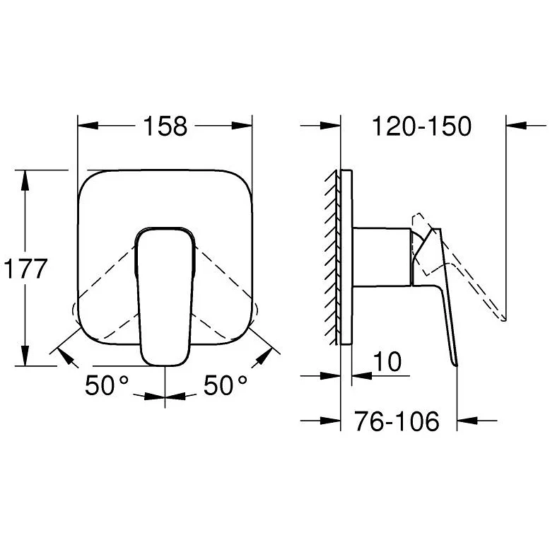 Grohe Cubeo Baterie dus monocomanda cu montaj incastrat, negru mat