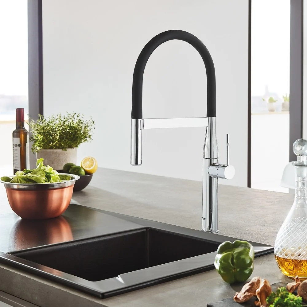 Grohe Essence Baterie chiuveta bucatarie cu dus extractibil, cupru (warm sunset)
