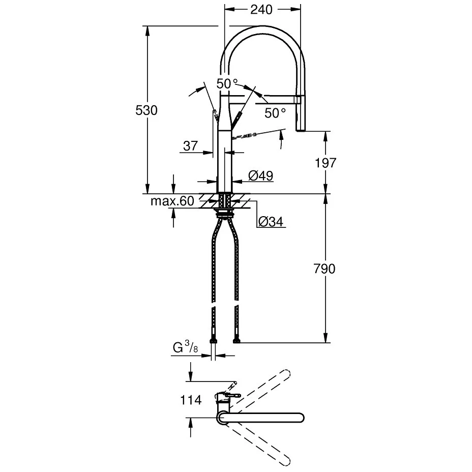 Grohe Essence Baterie chiuveta bucatarie cu dus extractibil, cupru mat (brushed warm sunset)