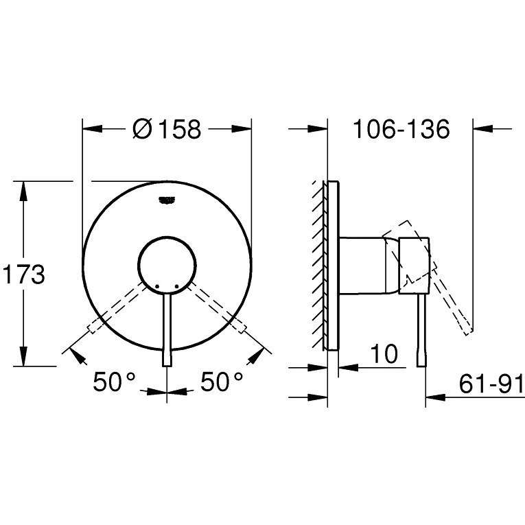 Grohe Essence Baterie dus monocomanda incastrata, antracit mat (brushed hard graphite)
