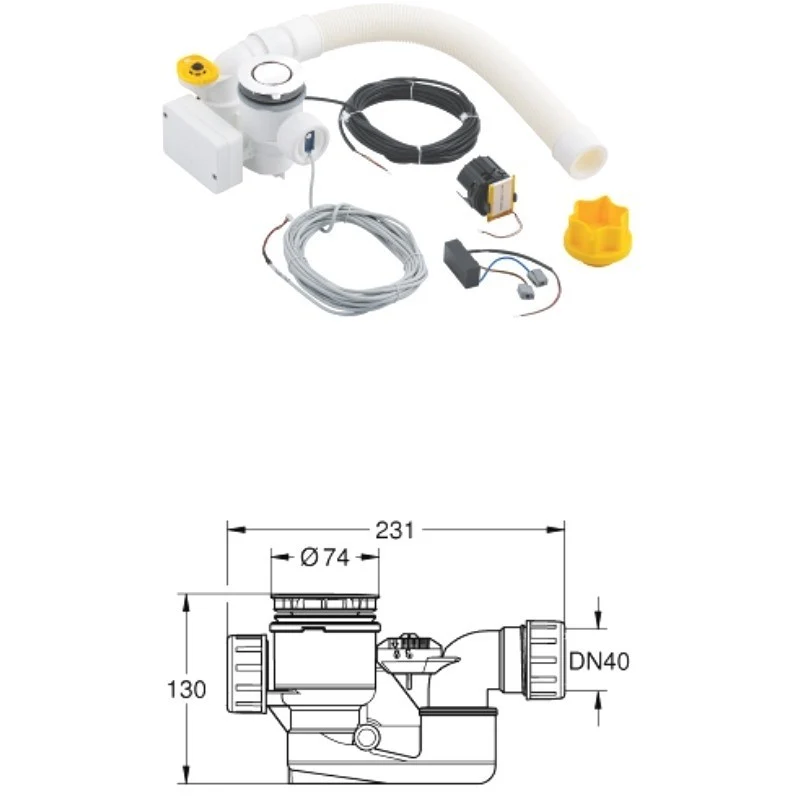 Grohe Essence Sistem de scurgere electronic pentru cada fara preaplin, capac alb