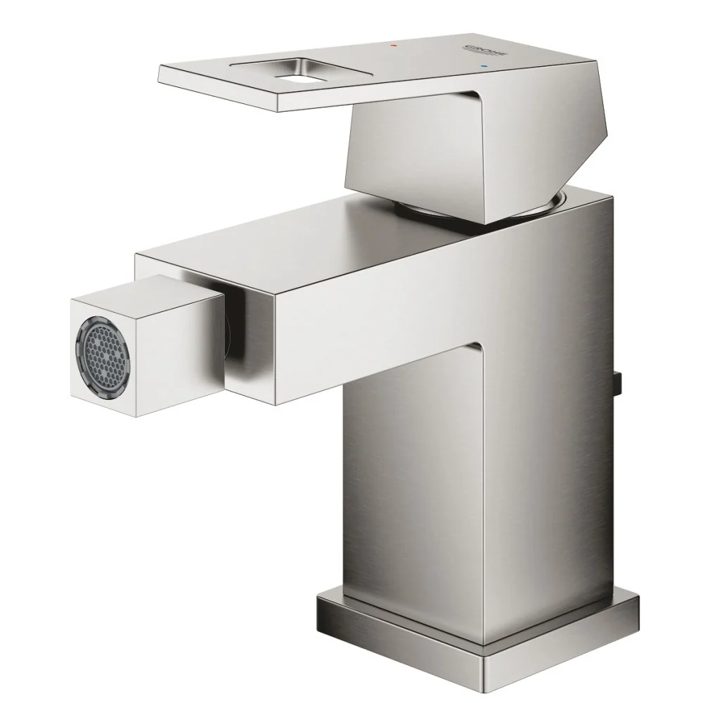 Grohe Eurocube Baterie bideu cu ventil pop-up, aspect inox (supersteel)
