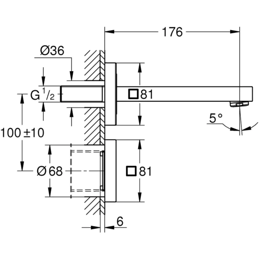 Grohe Eurocube E Baterie lavoar electronica cu infrarosu, transformator 230V, fara mixare apa