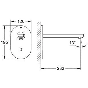 Grohe Eurosmart Cosmopolitan E Baterie lavoar cu infrarosu, montaj incastrat, proiectie 23 cm