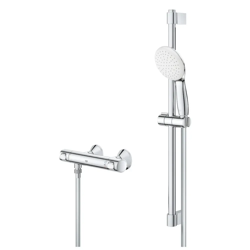 Grohe Grohtherm 500 Baterie dus cu termostat si set de dus cu bara 62 cm, crom