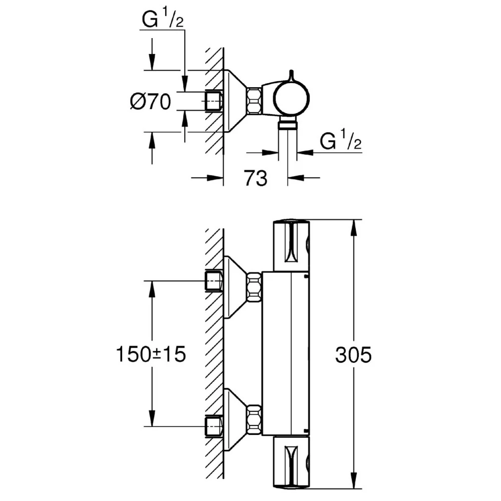 Grohe Grohtherm 800 Baterie dus cu termostat
