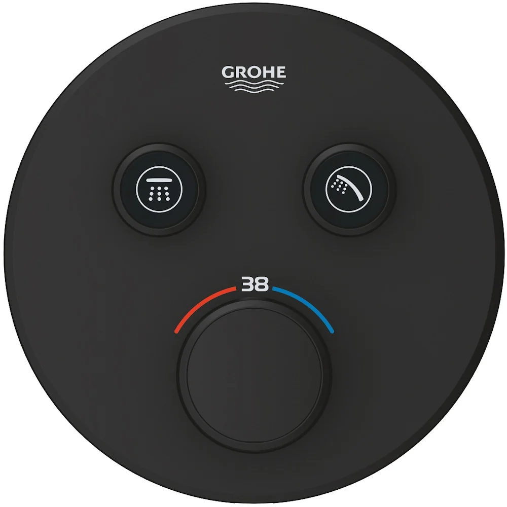 Grohe Grohtherm SmartControl Baterie dus cu termostat cu 2 iesiri, rotunda, negru mat (phantom black)