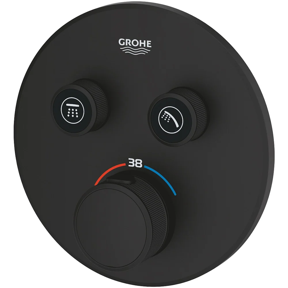 Grohe Grohtherm SmartControl Baterie dus cu termostat cu 2 iesiri, rotunda, negru mat (phantom black)
