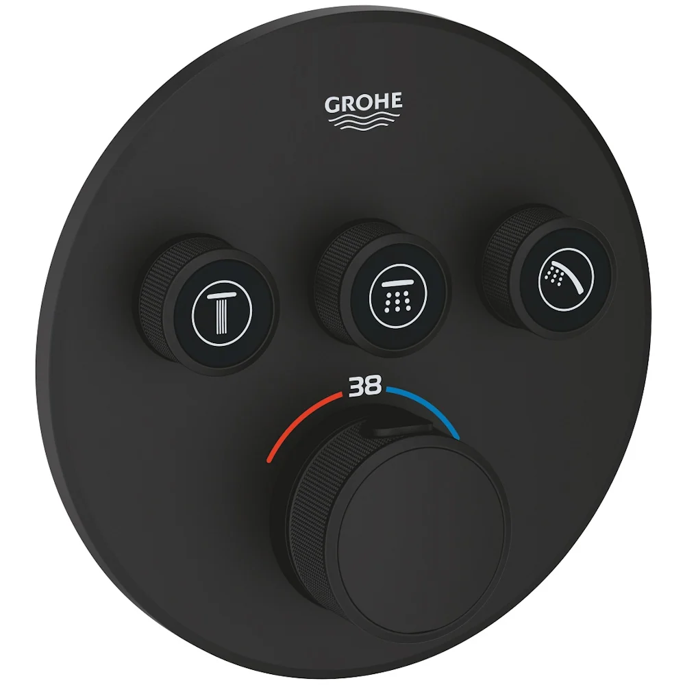 Grohe Grohtherm SmartControl Baterie dus cu termostat cu 3 iesiri, negru mat (phantom black)