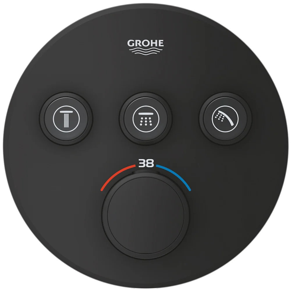 Grohe Grohtherm SmartControl Baterie dus cu termostat cu 3 iesiri, negru mat (phantom black)