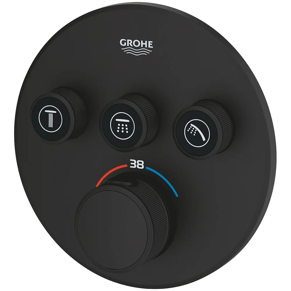 Grohe Grohtherm SmartControl Baterie dus cu termostat cu 3 iesiri, negru mat (phantom black)