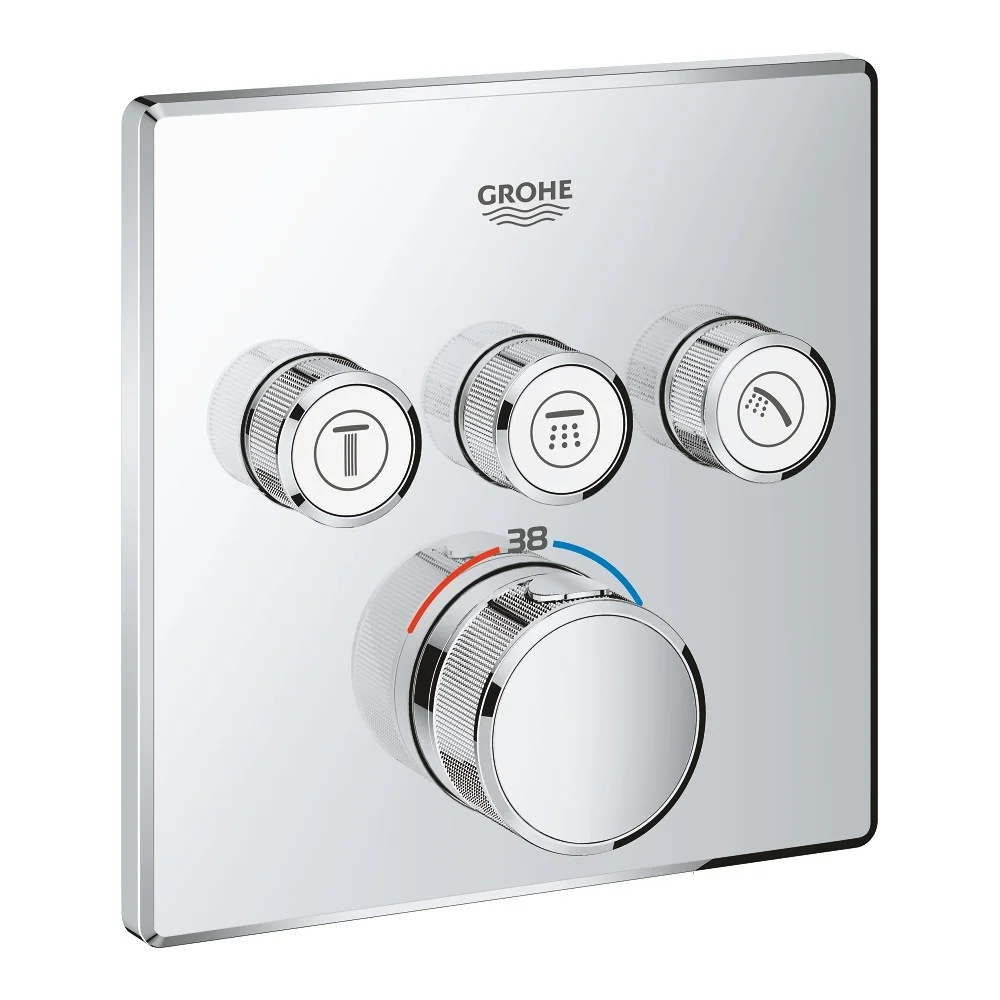 Grohe Grohtherm SmartControl Baterie dus cu termostat cu 3 iesiri, patrata