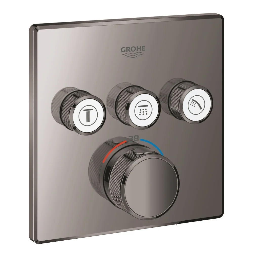 Grohe Grohtherm SmartControl Baterie dus cu termostat si 3 iesiri, patrata, antracit (hard graphite)