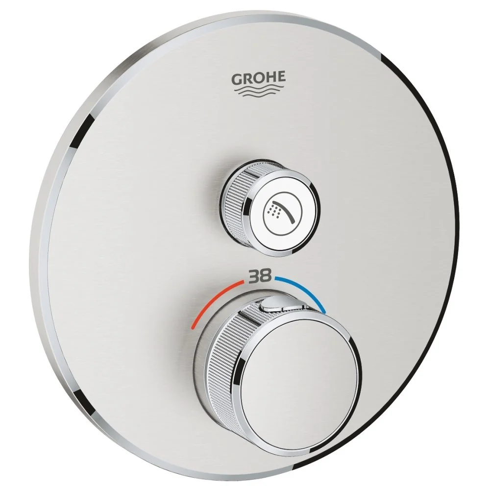 Grohe Grohtherm SmartControl Baterie dus cu termostat si 1 iesire, rotunda, aspect inox (supersteel)