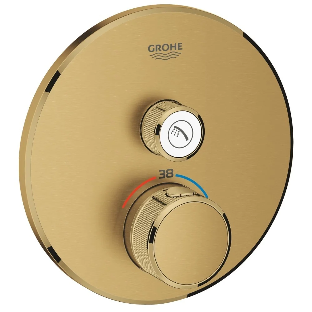 Grohe Grohtherm SmartControl Baterie dus cu termostat si 1 iesire, rotunda, auriu mat (brushed cool sunrise)