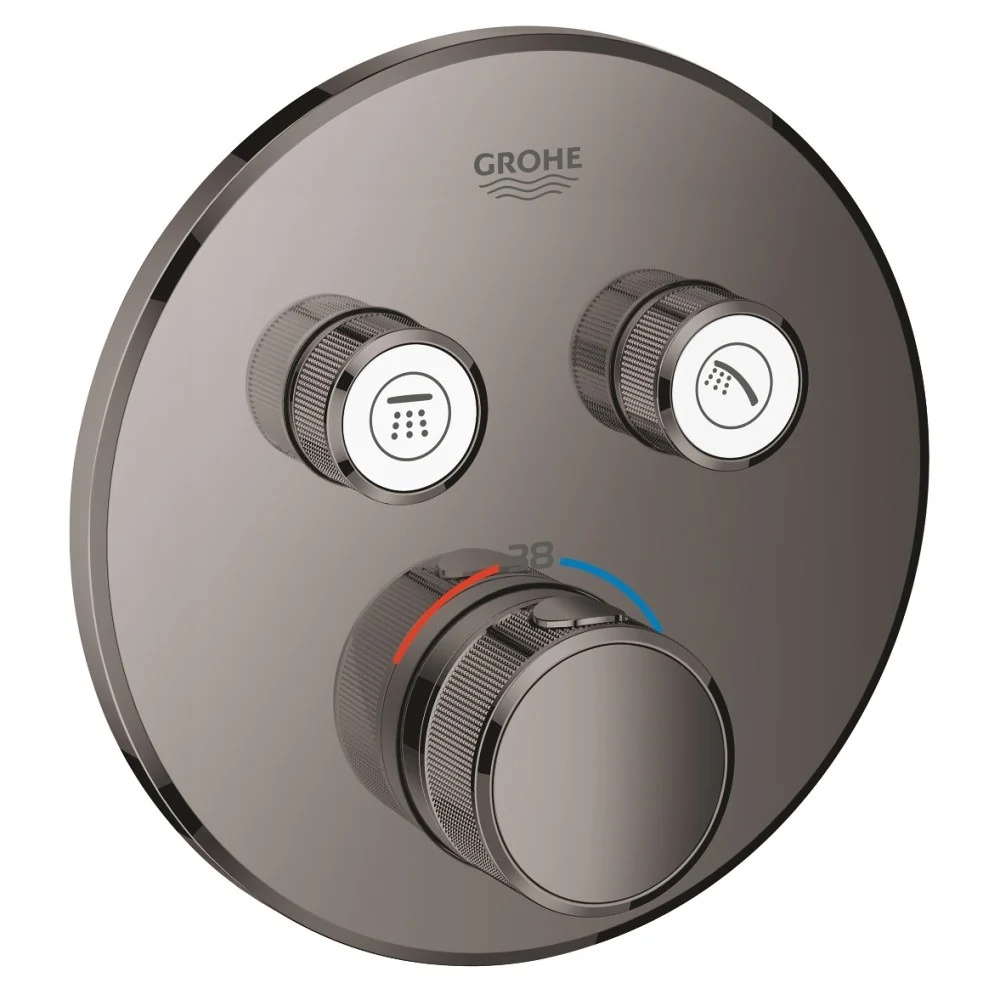 Grohe Grohtherm SmartControl Baterie dus cu termostat si 2 iesiri, rotunda, antracit (hard graphite)