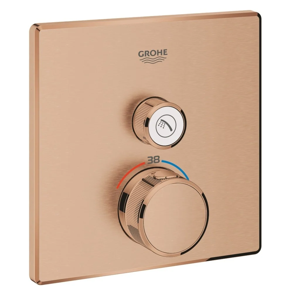 Grohe Grohtherm SmartControl Baterie dus cu termostat si 1 iesire, patrata, cupru mat (brushed warm sunset)