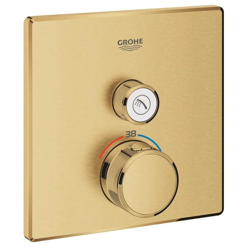 Grohe Grohtherm SmartControl Baterie dus cu termostat si 1 iesire, patrata, auriu mat (brushed cool sunrise)
