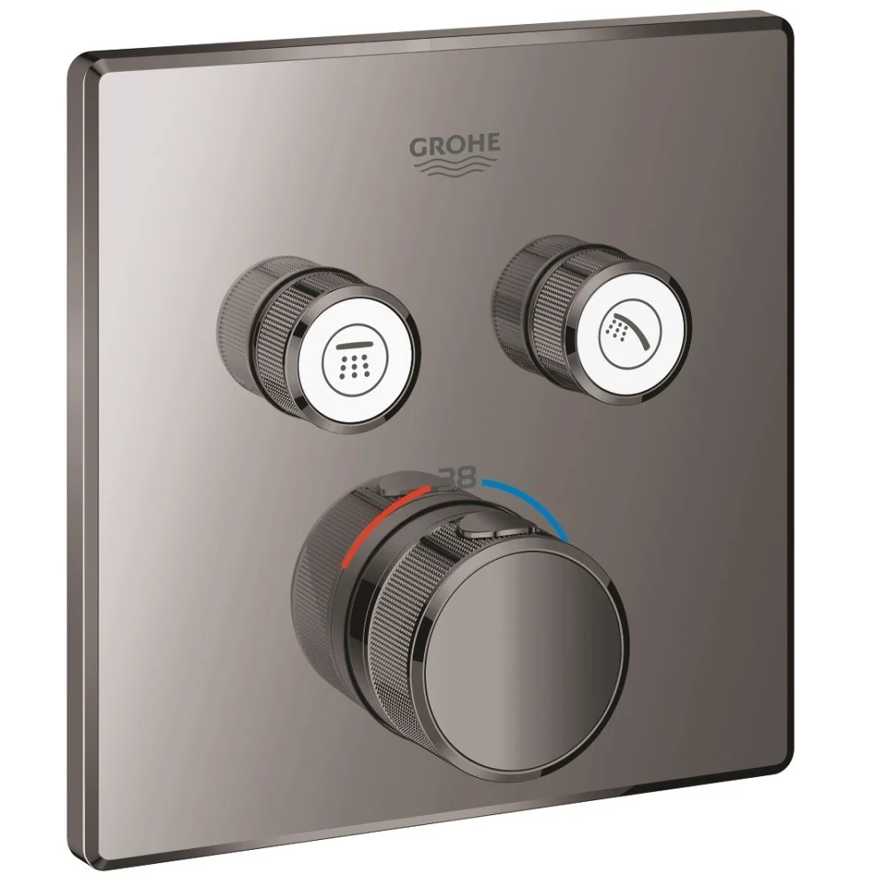 Grohe Grohtherm SmartControl Baterie dus cu termostat si 2 iesiri, patrata, antracit (hard graphite)