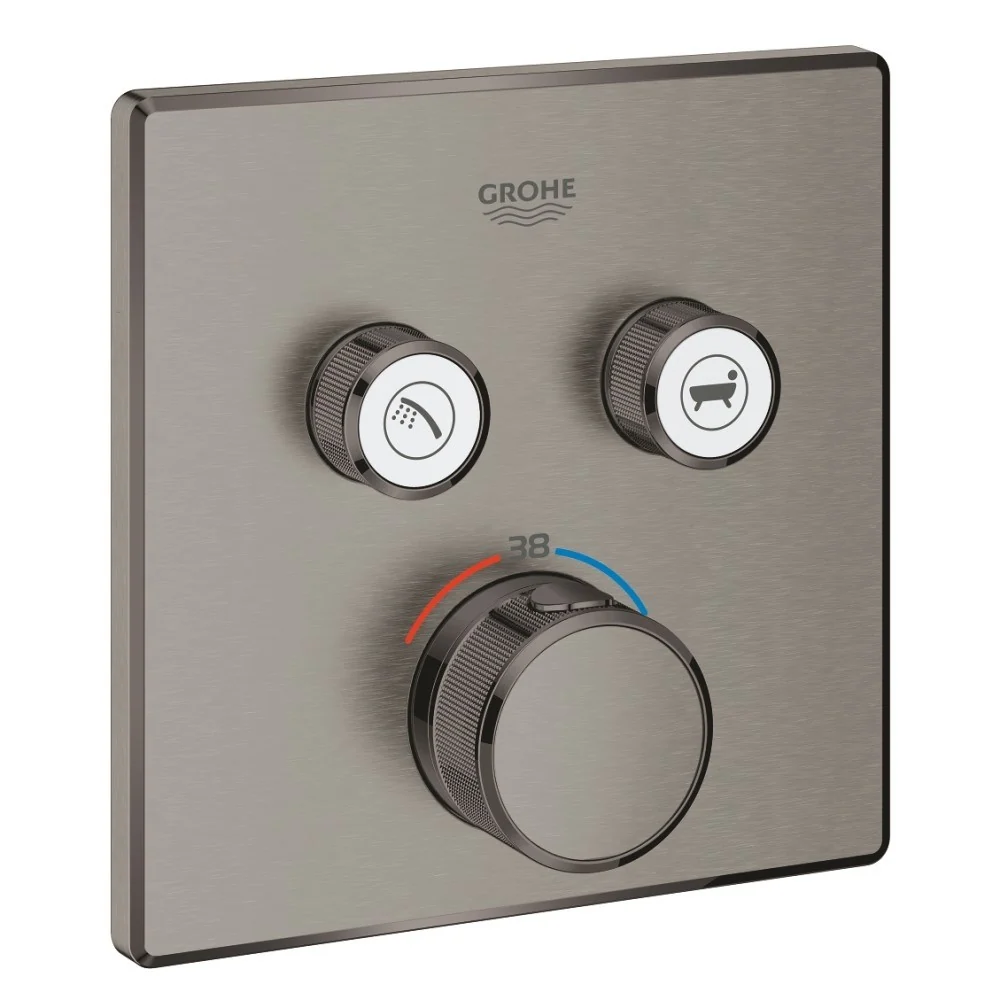 Grohe Grohtherm SmartControl Baterie dus cu termostat si 2 iesiri, patrata, antracit mat (brushed hard graphite)