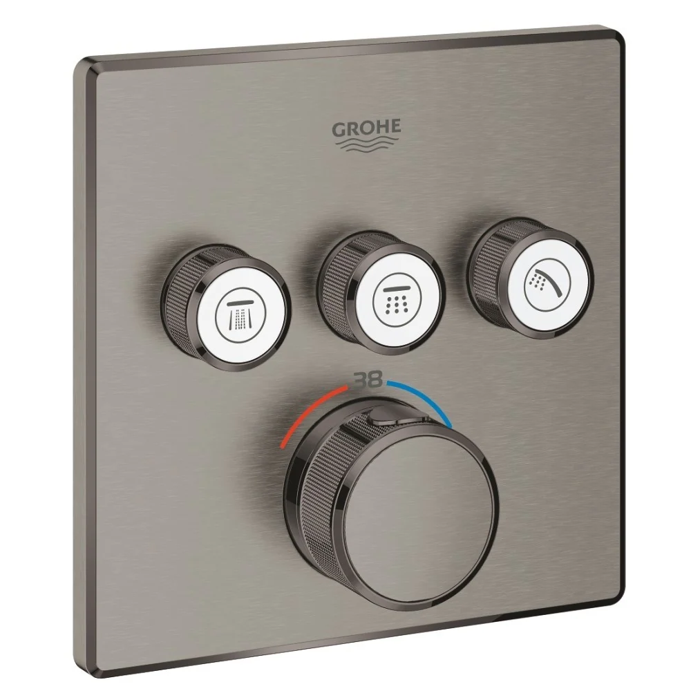 Grohe Grohtherm SmartControl Baterie dus cu termostat si 3 iesiri, patrata, antracit mat (brushed hard graphite)