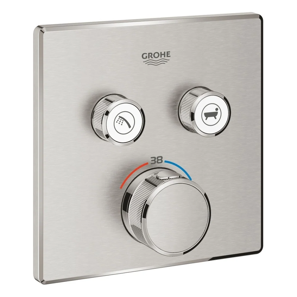 Grohe Grohtherm SmartControl Baterie dus cu termostat si 2 iesiri, patrata, aspect inox (supersteel)