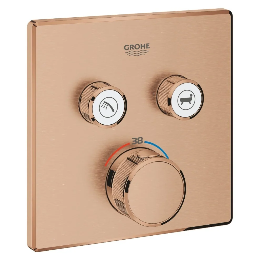 Grohe Grohtherm SmartControl Baterie dus cu termostat si 2 iesiri, patrata, cupru mat (brushed warm sunset)