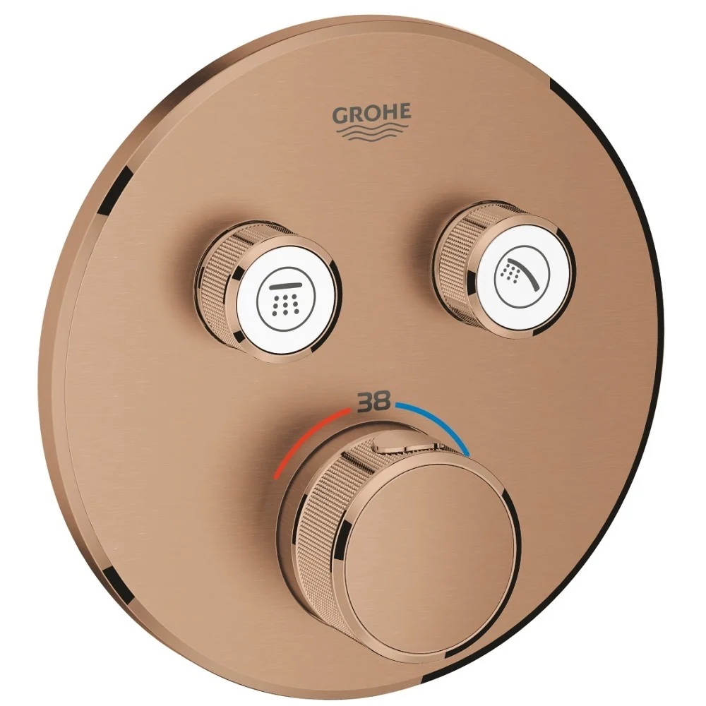 Grohe Grohtherm SmartControl Baterie dus cu termostat si 2 iesiri, rotunda, cupru mat (brushed warm sunset)