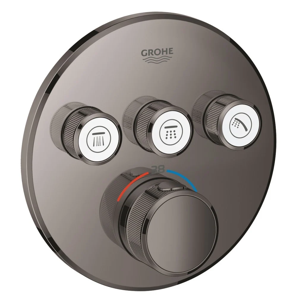 Grohe Grohtherm SmartControl Baterie dus cu termostat si 3 iesiri, rotunda, antracit (hard graphite)
