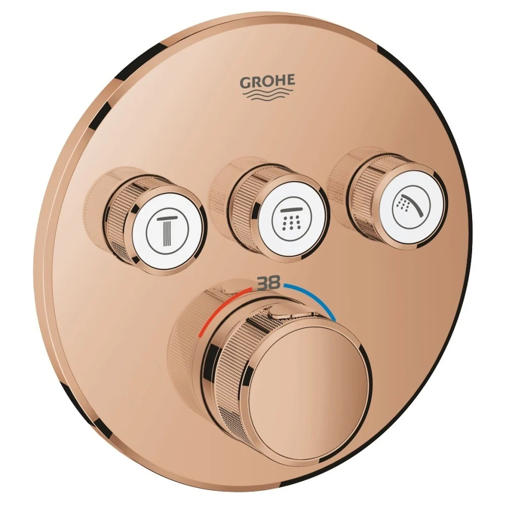 Grohe Grohtherm SmartControl Baterie dus cu termostat si 3 iesiri, rotunda, cupru (warm sunset)