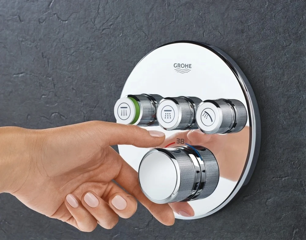 Grohe Grohtherm SmartControl Baterie dus cu termostat si 3 iesiri, rotunda, cupru (warm sunset)