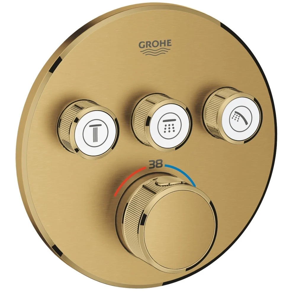 Grohe Grohtherm SmartControl Baterie dus cu termostat si 3 iesiri, auriu mat (brushed cool sunrise)