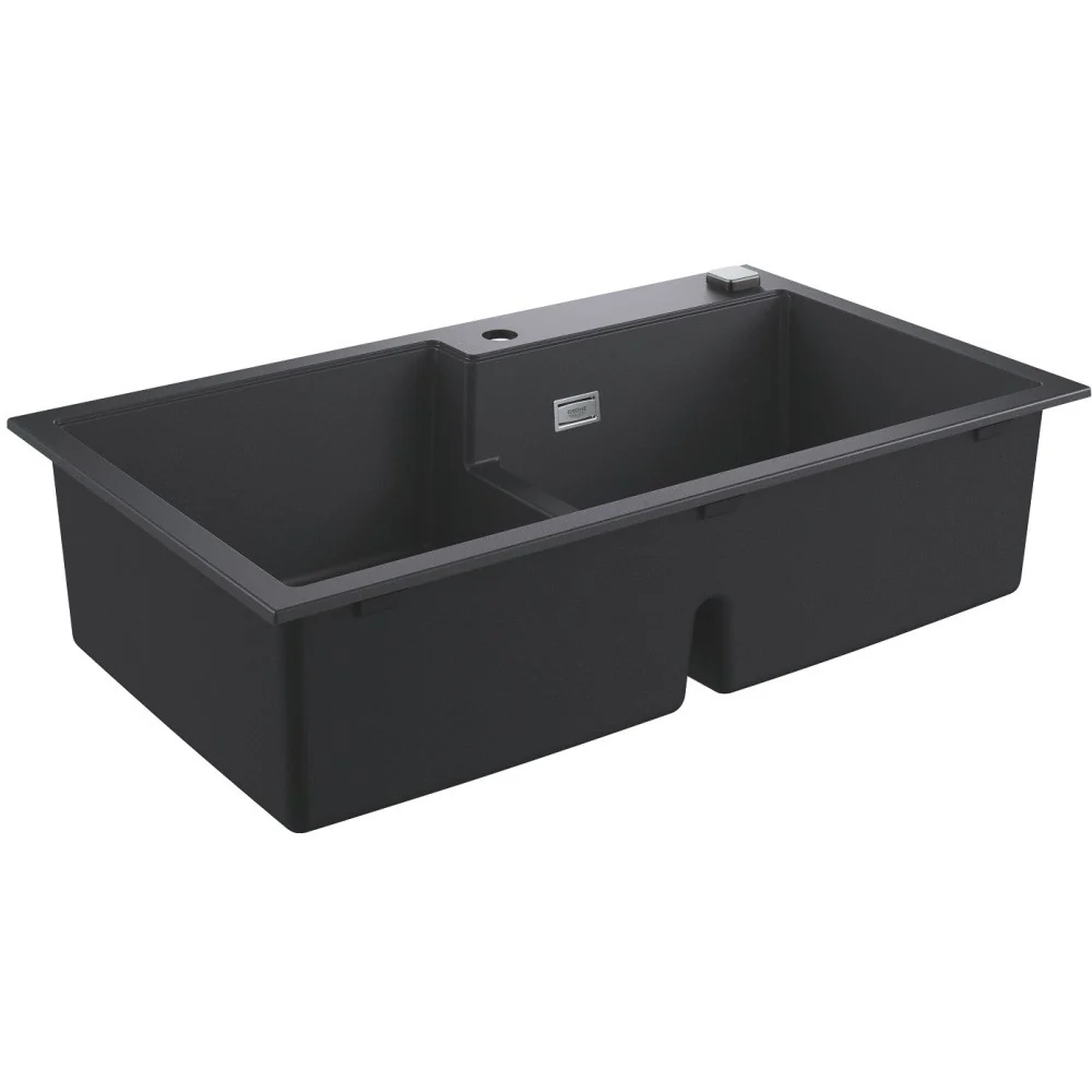 Grohe K500 Chiuveta bucatarie granit cu 2 cuve asimetrice, 86x50 cm, negru