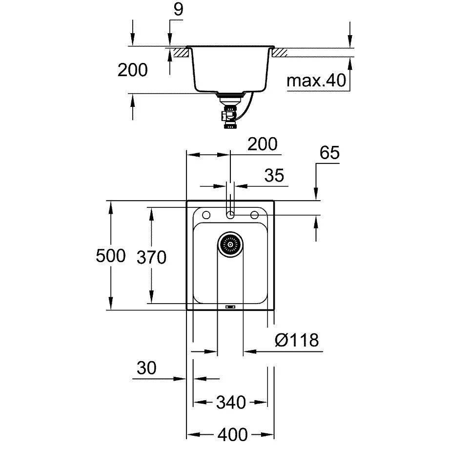 Grohe K700 Chiuveta bucatarie granit cu 1 cuva, 50x40 cm, antracit