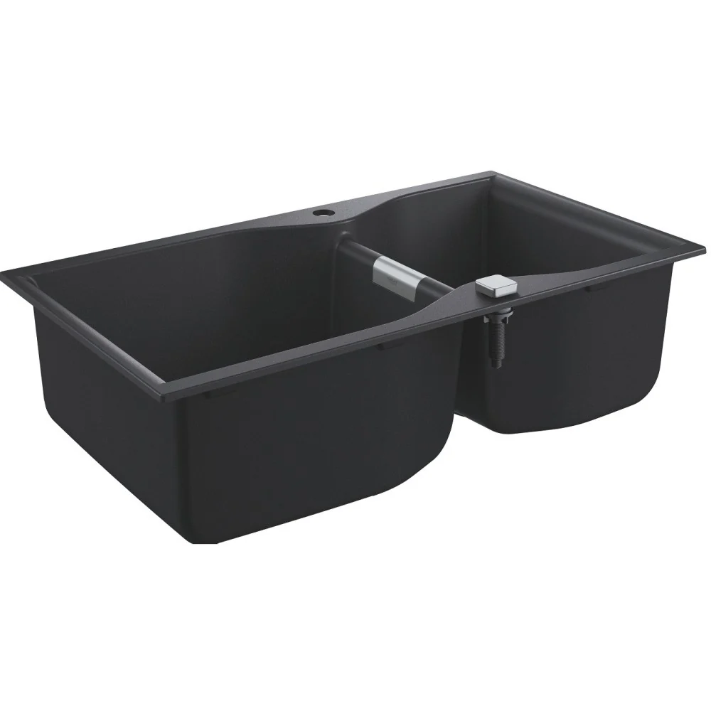 Grohe K700 Chiuveta bucatarie granit cu 2 cuve asimetrice, 90x50 cm, negru