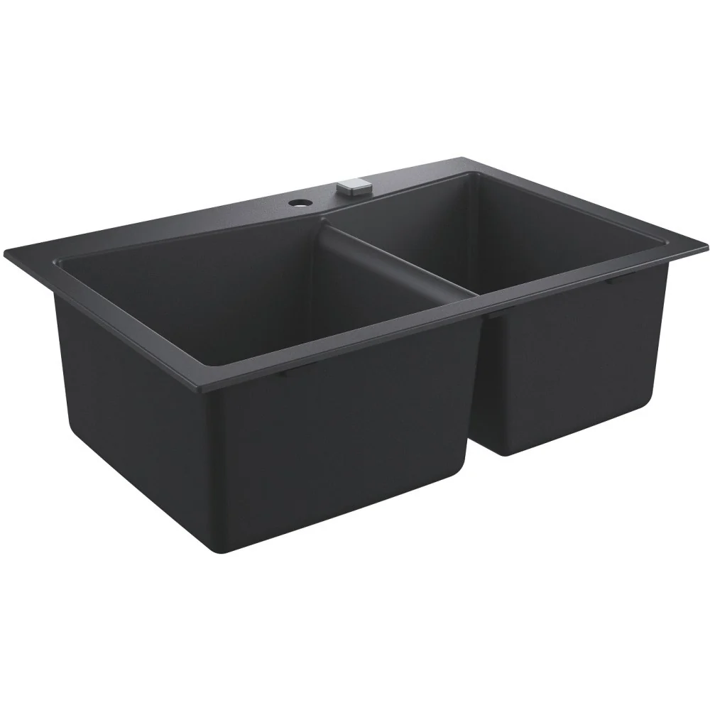 Grohe K700 Chiuveta bucatarie granit cu 2 cuve asimetrice, 84x56 cm, negru